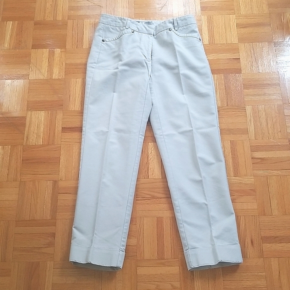 Tristan Straight Cut Khaki Cuffed Cropped Pants - Picture 1 of 6